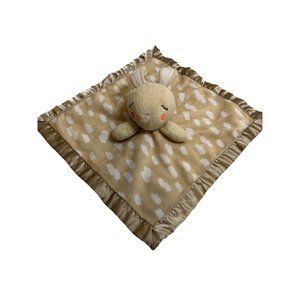Cloud Island Bunny Rabbit Baby Security Blanket Lovey Tan 13” Square Satin